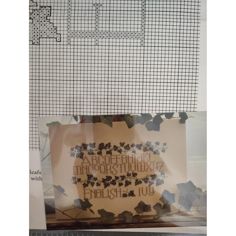 Vintage English Ivy Alphabet Cross Stitch Pattern Leaflet Chart Sampler